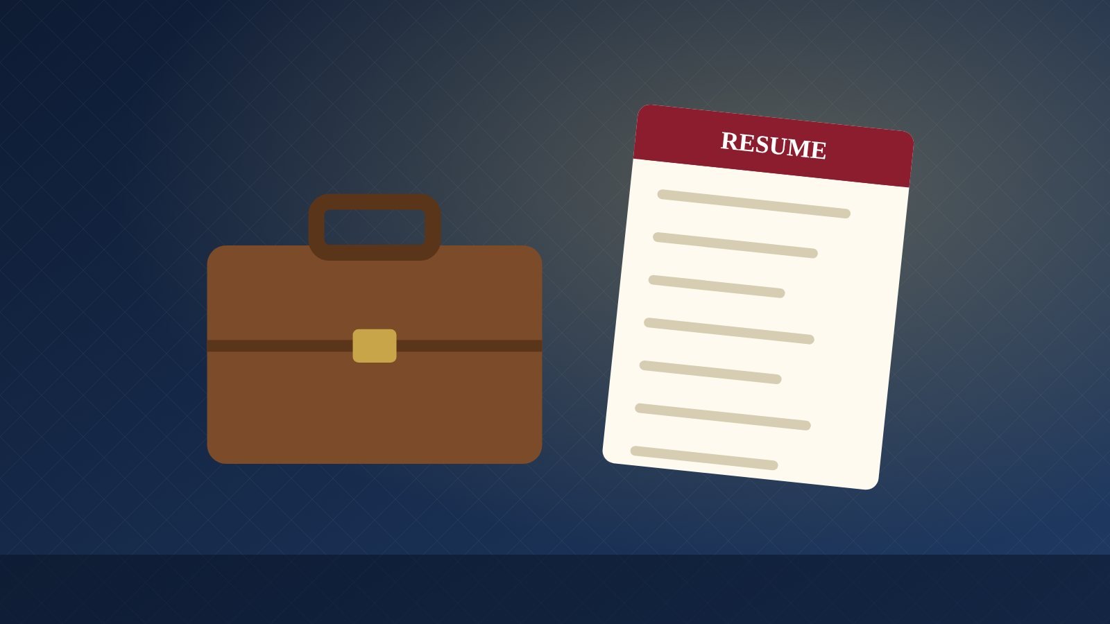 A briefcase next to a student resume